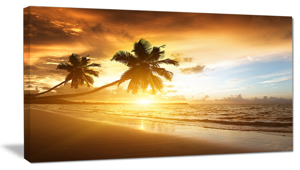 "Caribbean Seashore Sunset" Seascape Canvas Photo Print, 40"x20"