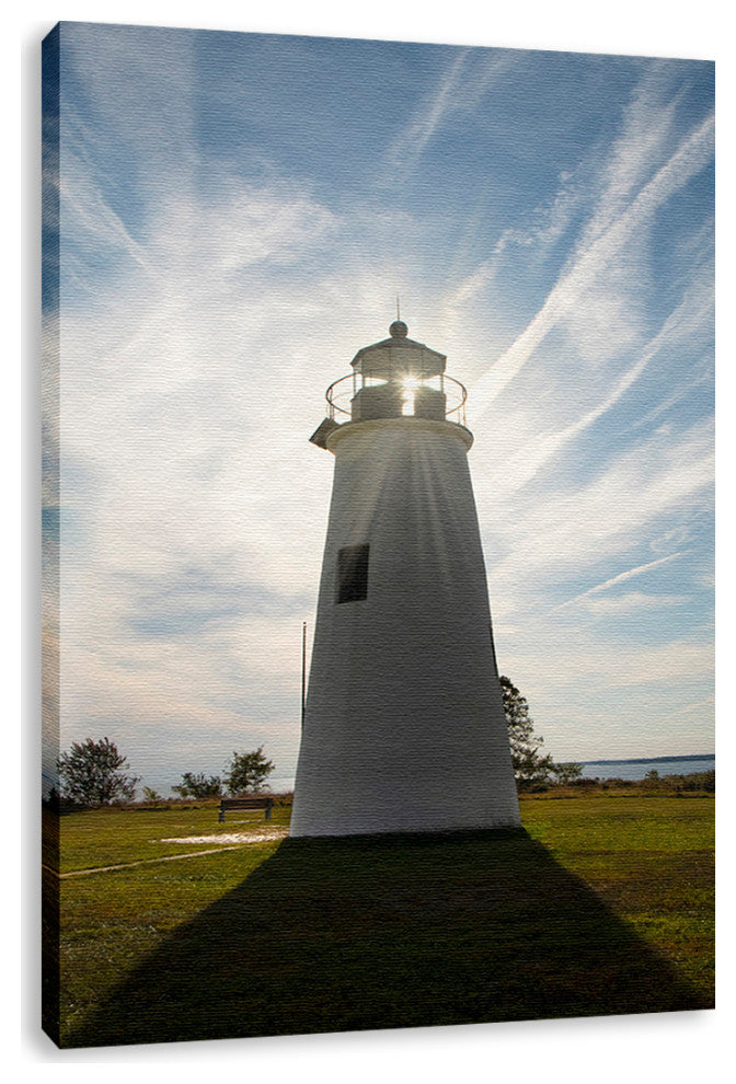 Turkey Point Lighthouse with Sun Flare Coastal Canvas Prints, 18" X 24"