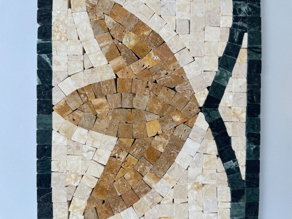 Marble Mosaic Border Insert Listello Tile Lotus Beige 5.9x12 Polished, 1 piece