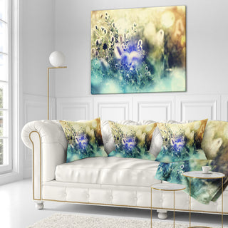 Blue Mountain Meadow Flowers Floral Throw Pillow, 18"x18"