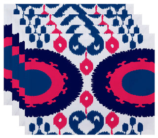18"x14" Boho, Geometric Print Placemat, Blue, Set of 4