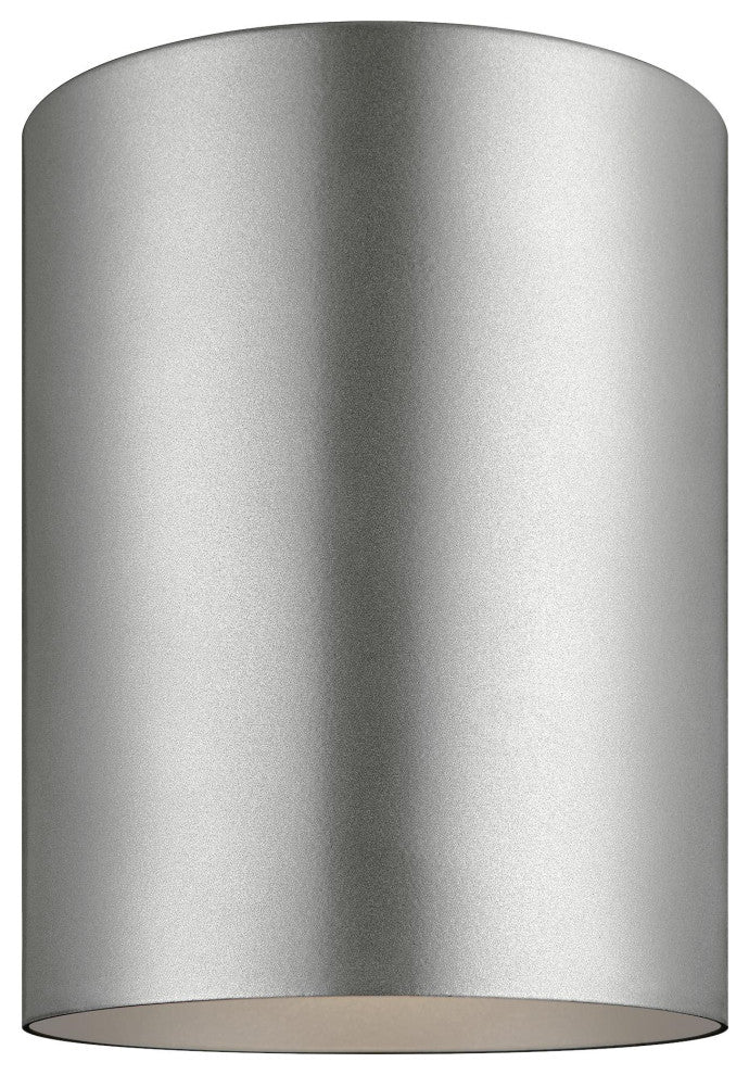 Outdoor Cylinder Small LED Ceiling Flush Mount, Painted Brushed Nickel