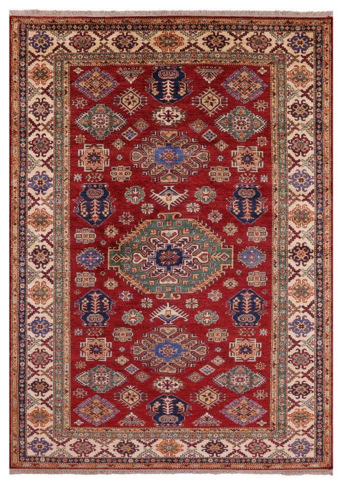 6' 10" X 9' 9" Super Kazak Hand Knotted Wool Rug - Q12936
