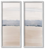 Abstract Nautical Shoreline Landscape Blue Beige Horizon,13 x 30
