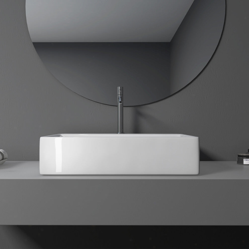 24x16.5" Rectangular White Ceramic Vessel Bathroom Vessel Sink