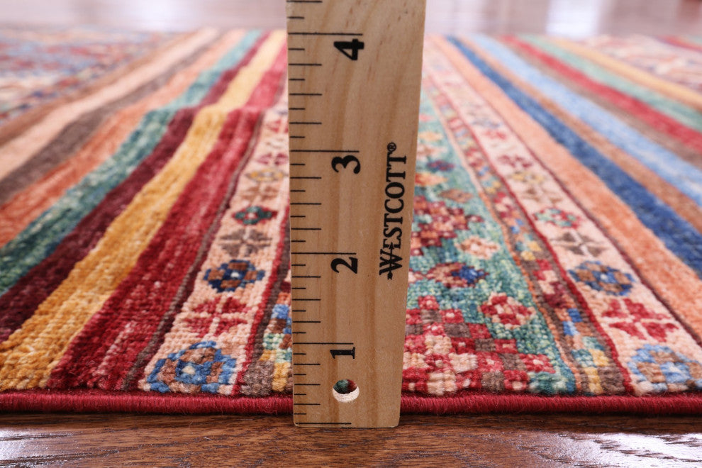 2' 8" X 9' 9" Runner Khorjin Super Kazak Hand-Knotted Rug Q5704