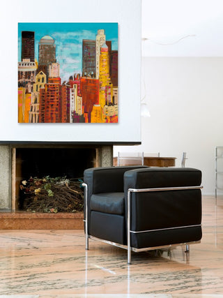 "From Brooklyn Bridge 4" Painting Print on Wrapped Canvas, 18x18