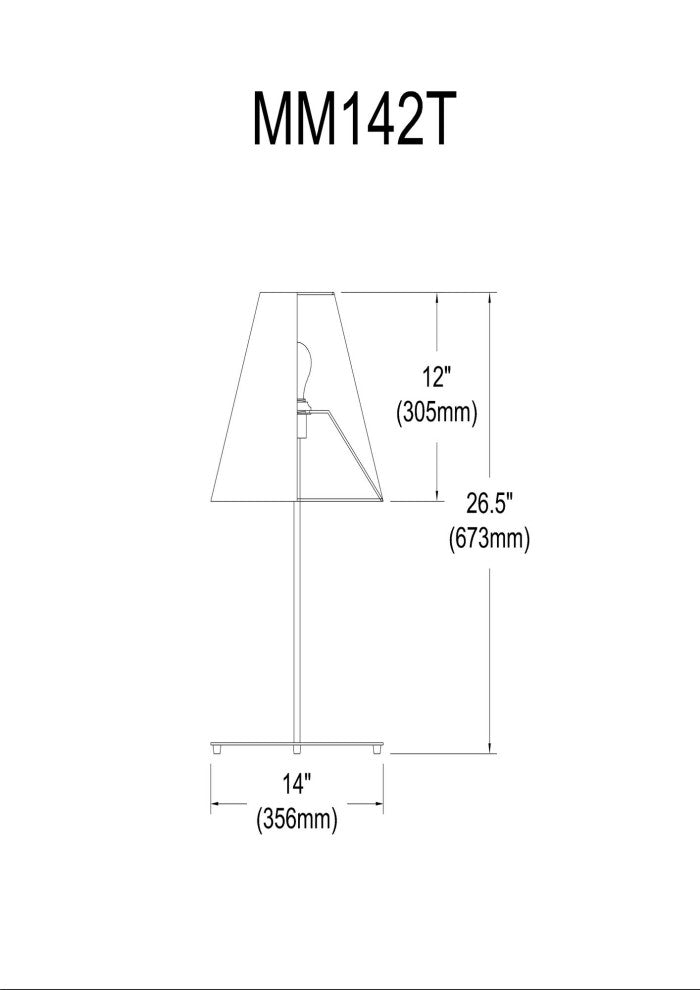 1 Light Tapered Table Lamp with White Shade