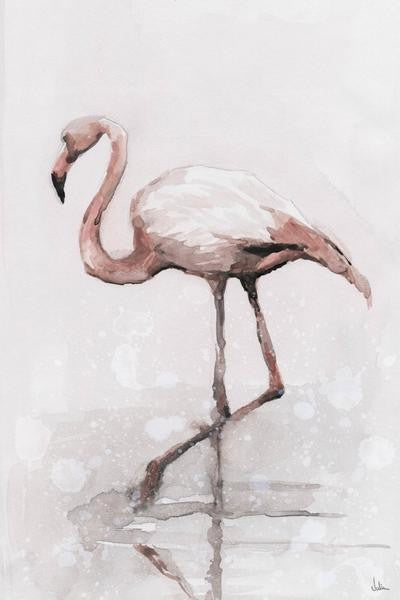 "Flamingo Splash" Painting Print on Wrapped Canvas, 16"x24"