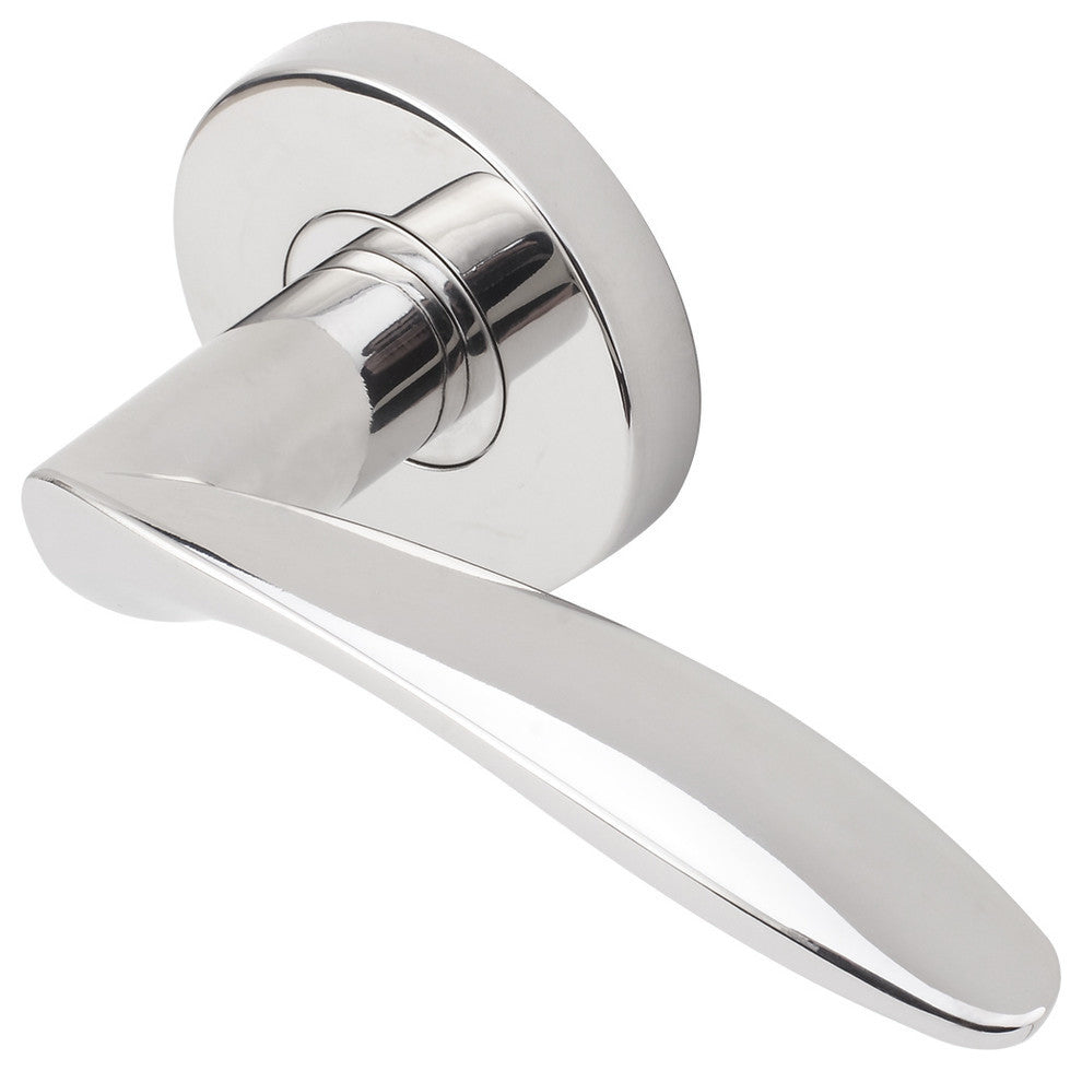 Crest Lever, Tubular Passage, Polished Stainless Steel, 2-3/8" Backset