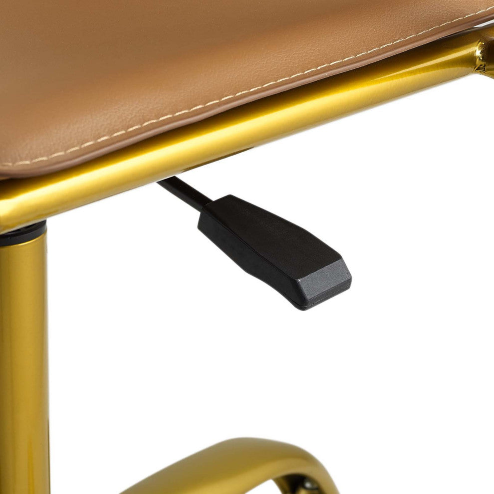 Computer Work Desk Chair, Faux Leather, Tan, Modern, Home Business Office
