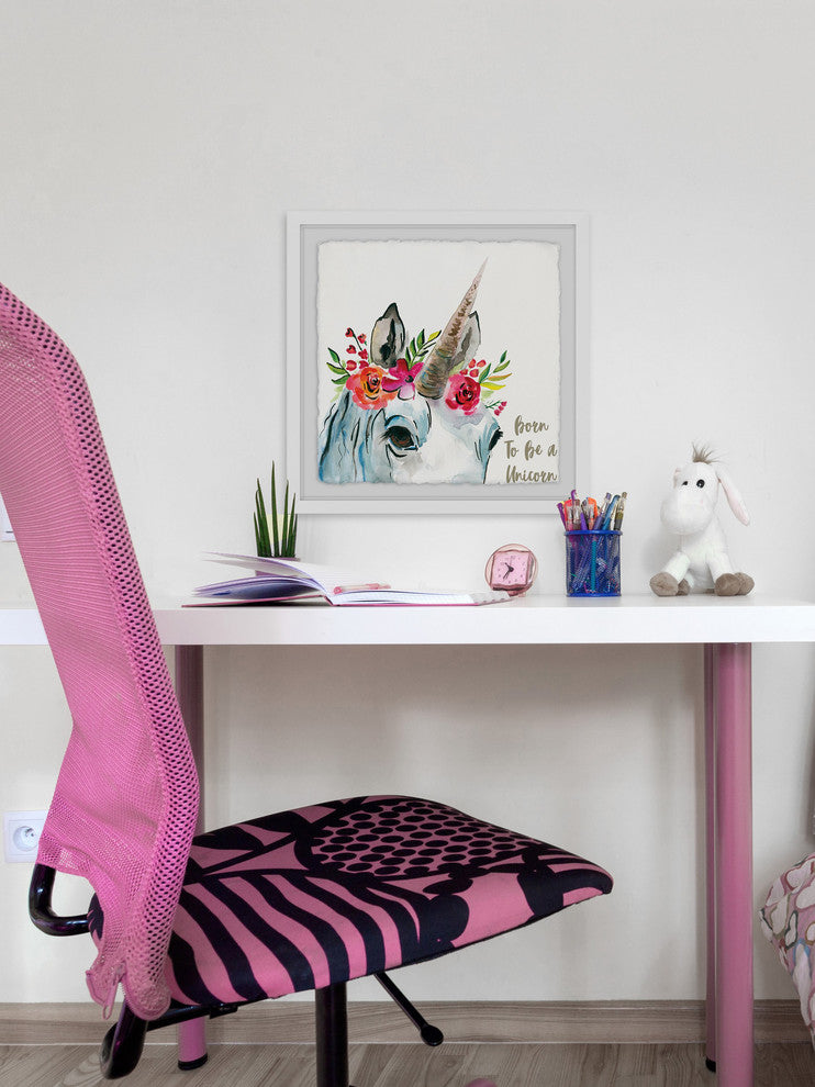 "Born Unicorn" Framed Painting Print, 18"x18"