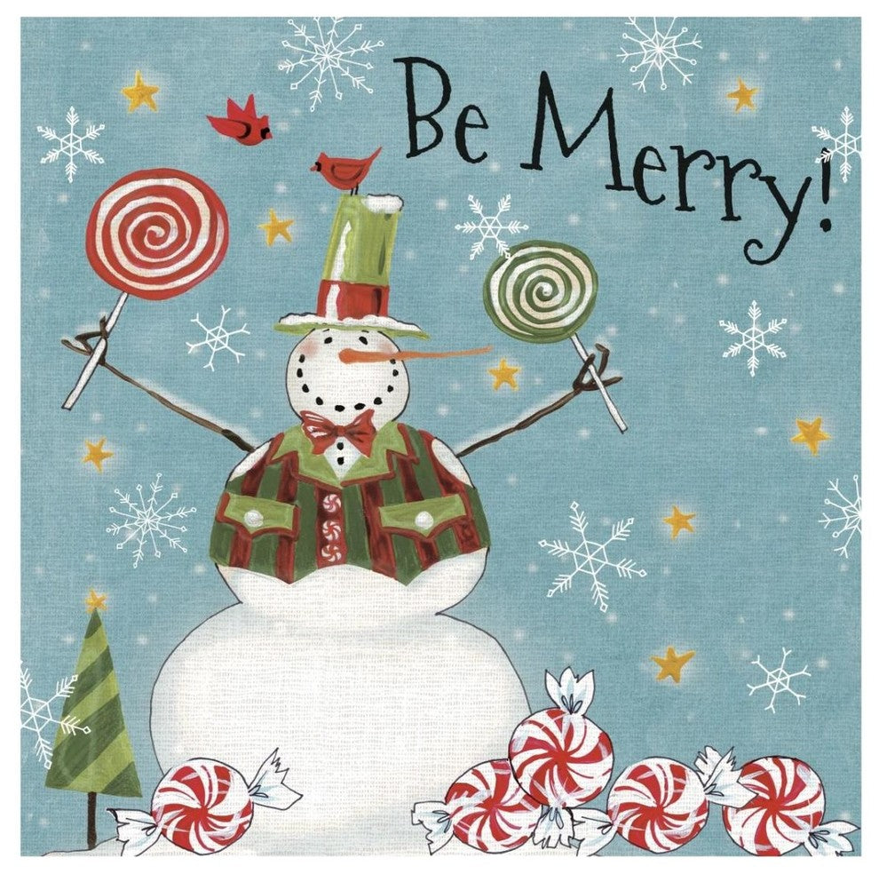 "Sweet Snowmen IV Blue" Digital Paper Print by Anne Tavoletti, 32"x32"