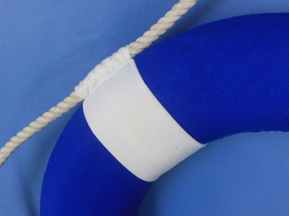 Blue Lifering with White Bands 15'', Life Saving Ring, Beach Home Accent, Na