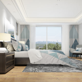 Minimal Triangles Iii Blue Geometric Duvet Cover Set, King