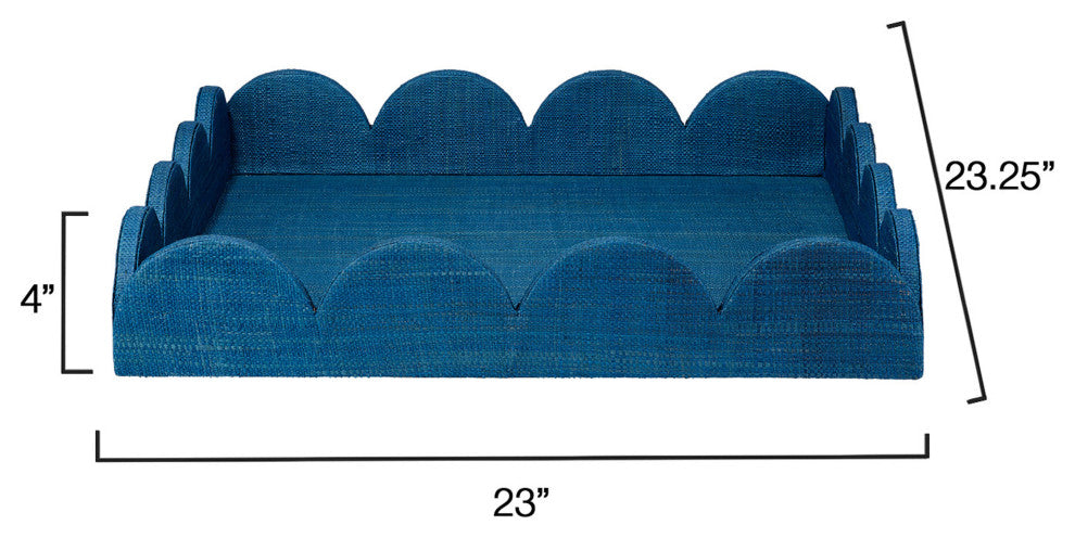 Wonderland Scalloped Decorative Tray, Indigo