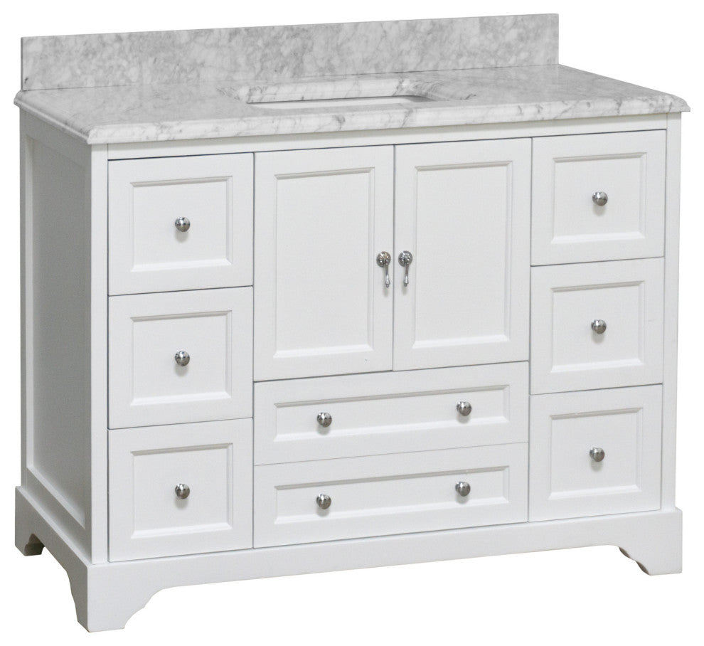 Madison 48" Bathroom Vanity, White, Carrara Marble