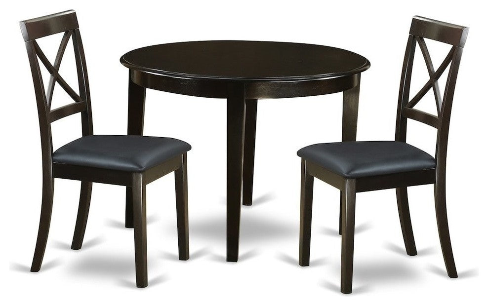 3-Piece Small Kitchen Table Set, Round Table And 2 Dining Chairs