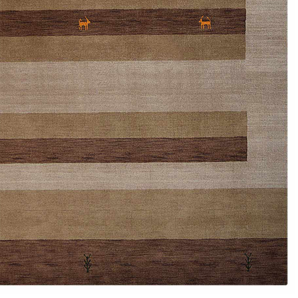 HAND KNOTTED LOOM WOOL ECO-FRIENDLY AREA RUGS  - Brown Light Beige,Contemporary