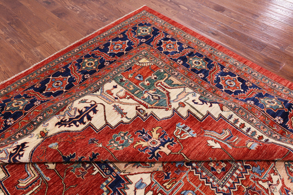 Persian Fine Serapi Hand Knotted Wool Rug 9' 9" X 13' 7" - Q12432