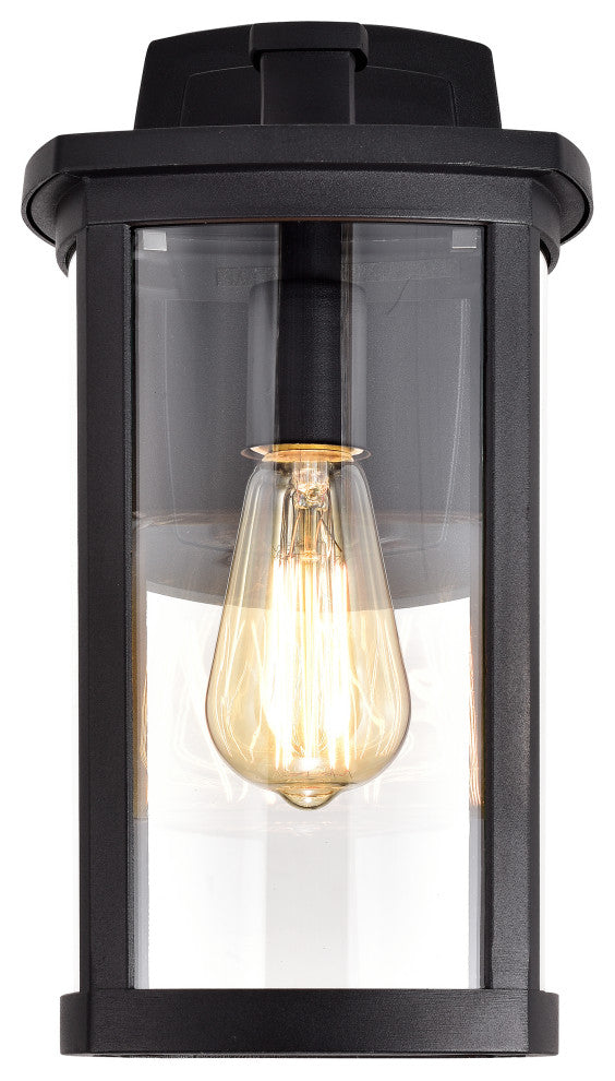 CHLOE Lighting QUILL Transitional 1-Light Textured Black Outdoor Wall Sconce