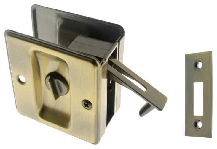 Genuine Solid Brass Pocket Privacy Pull, Antique Brass