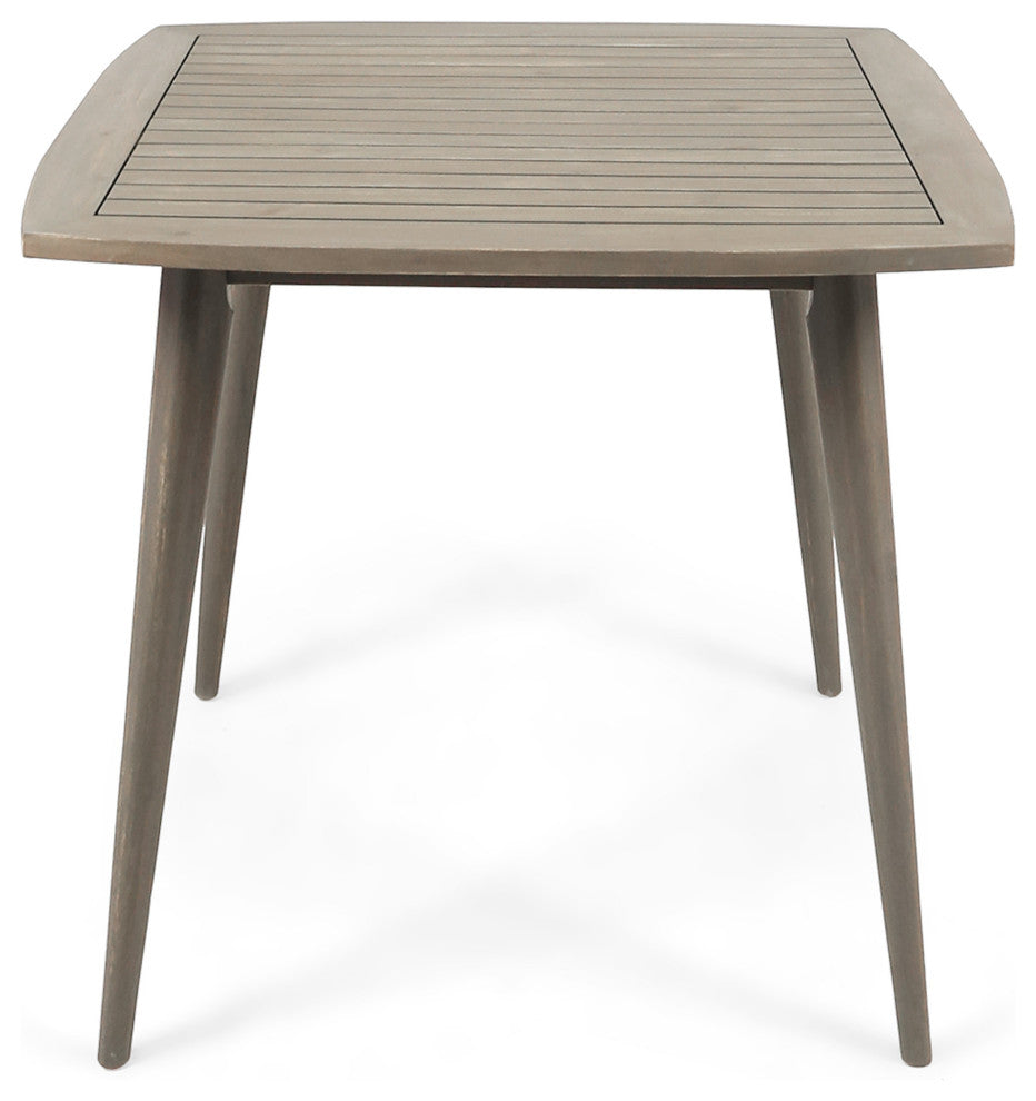 GDF Studio 5-Piece Leah Outdoor Wood and Wicker Dining Set, Gray and Gray