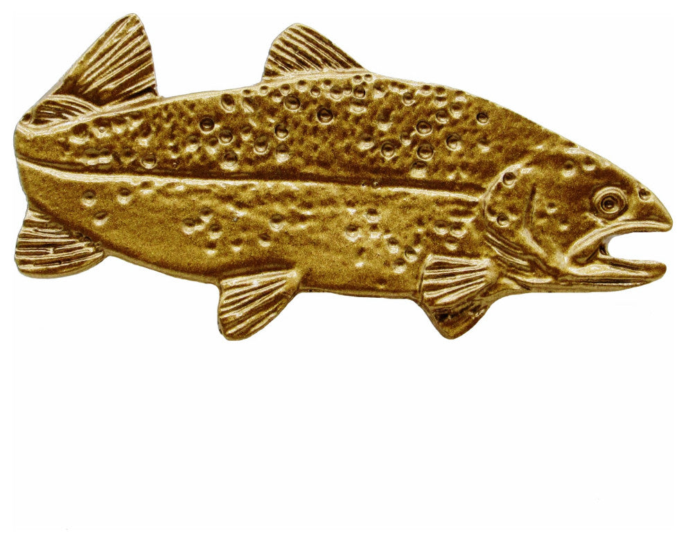 Trout Right Facing Cabinet Knob, 2", Lux Gold