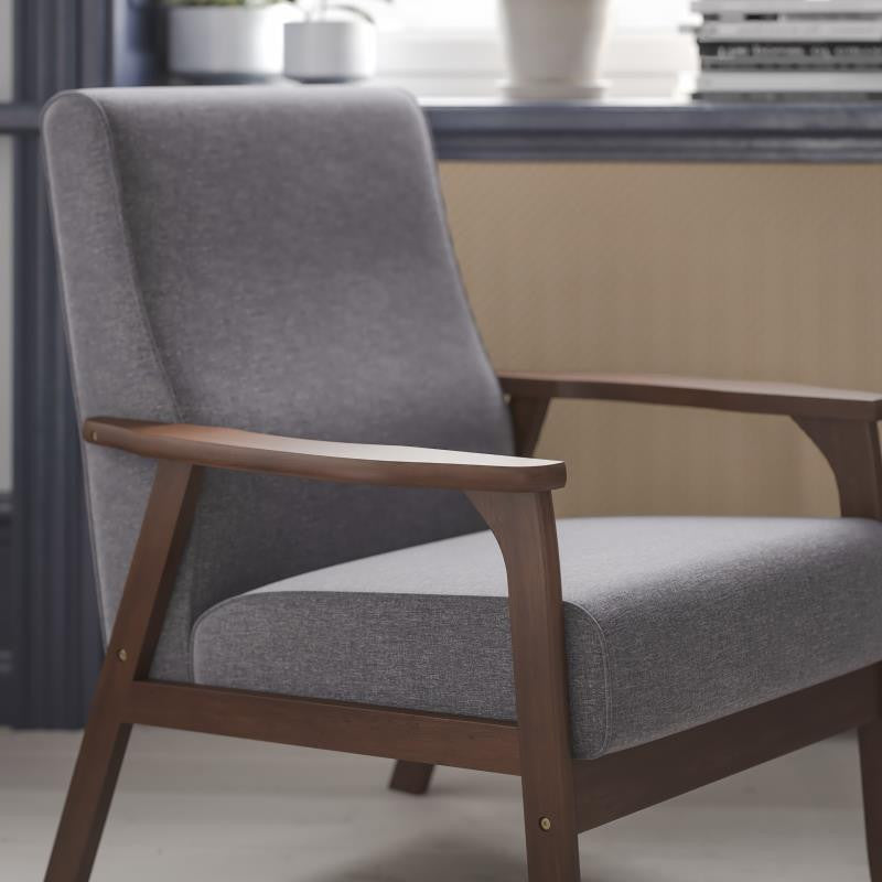 Langston Commercial Grade Upholstered Mid Century Modern Arm Chair, Dark Gray Fa