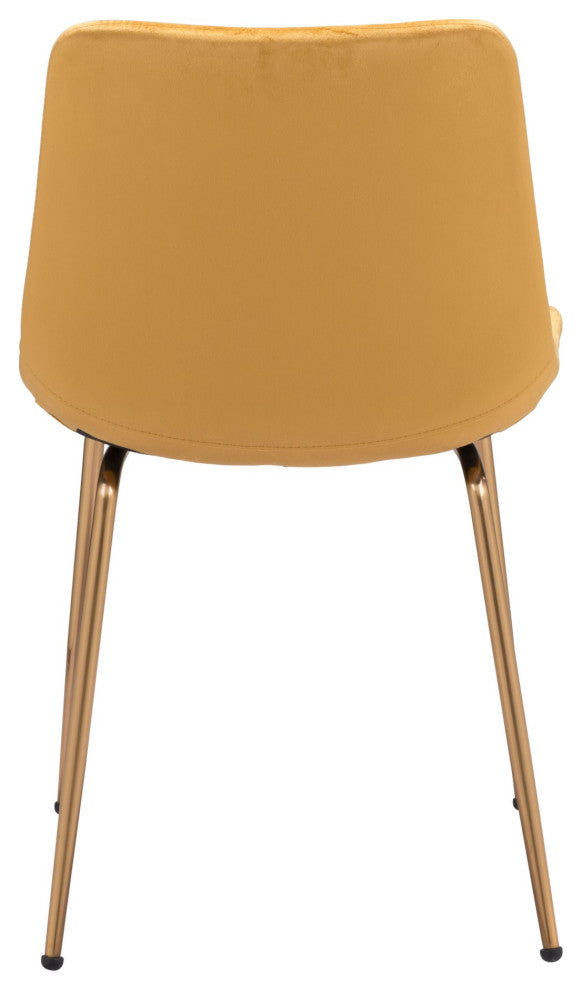 Dining Chair, Set of 2, Steel Metal, Fabric, Yellow, Gold, Kitchen Cafe Bistro