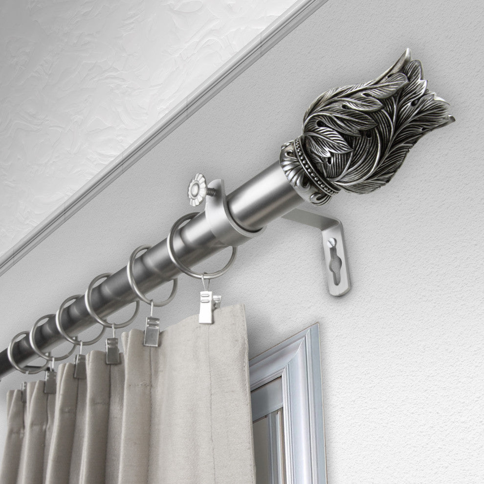 Tulip 1" Curtain Rod, Satin Nickel, 66"-120"
