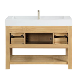 Vera Bath Vanity with Stone Top, Washed Ash Grey, 48", Single Vanity, No Mirror