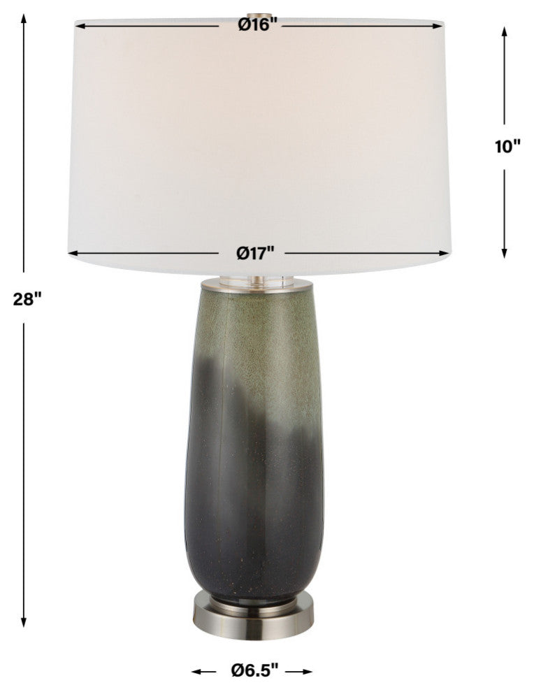 Contemporary Green Gray Blue Ombre Table Lamp 28 in Art Glass Elegant White