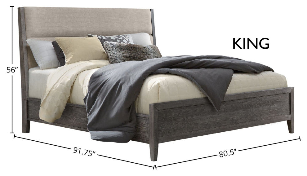 Portia Complete Upholstered Bed, Brushed Brindle, King