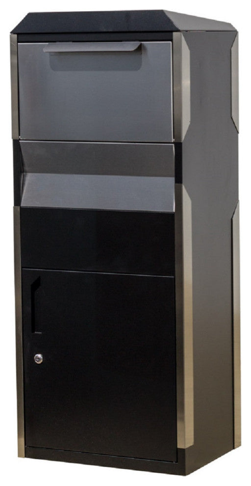 Locking Parcel Drop Box, Black With Stainless Steel