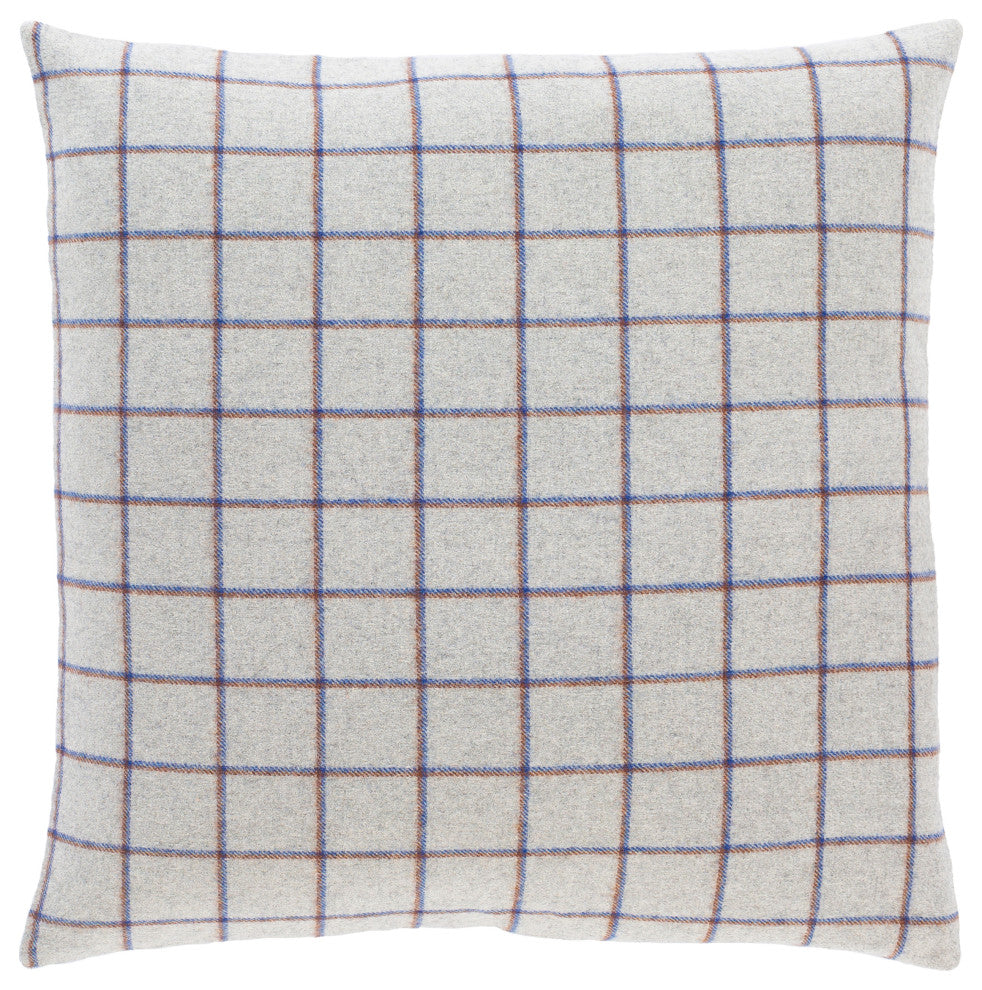 Surya Stanley SLY-001 20"x20" Pillow Cover, Blue/Camel/Silver Gray