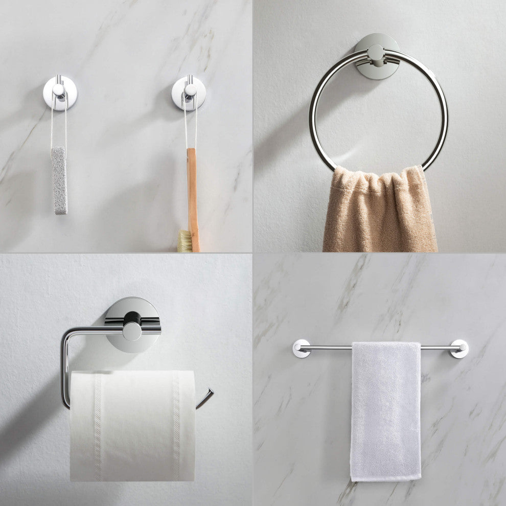 Circular 5-Piece Bathroom Hardware Set, Chrome