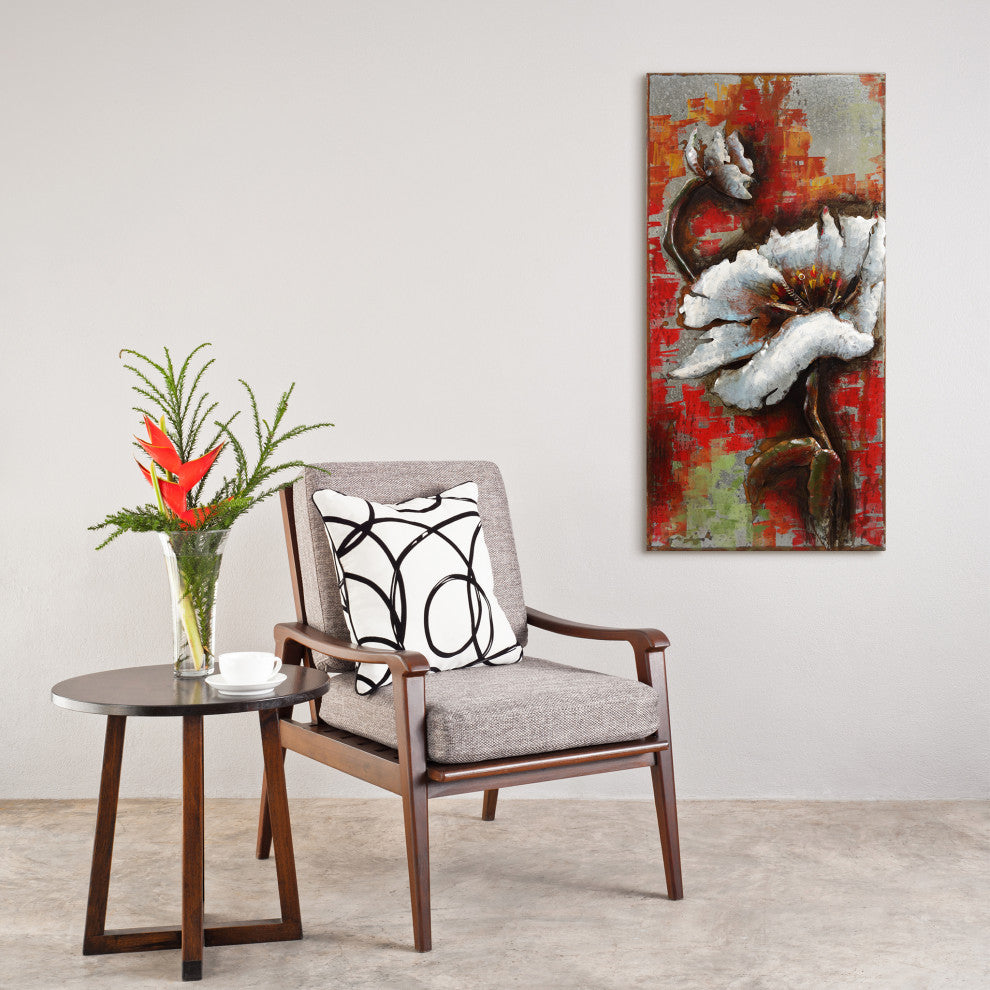 "Garden Rose" Mixed Media Iron Hand Painted Dimensional Wall Art Set of 2