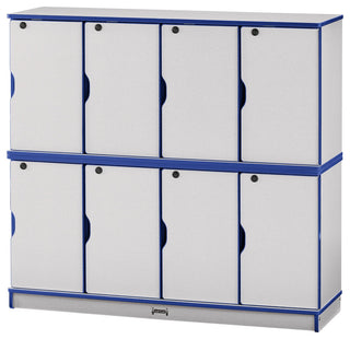 Rainbow Accents Stacking Lockable Lockers -  Double Stack - Blue