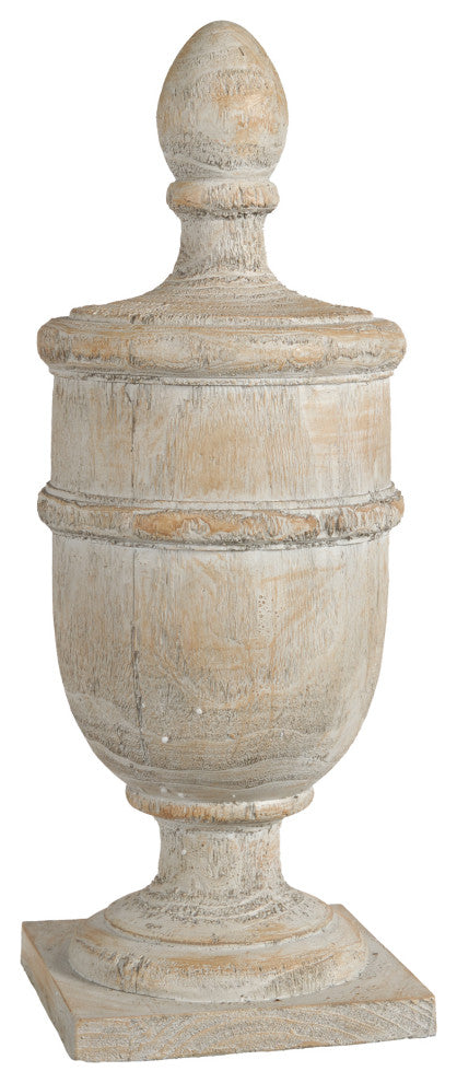 Benzara BM285582 22" Accent Decor Statuette, Turned Finial Design, Off White