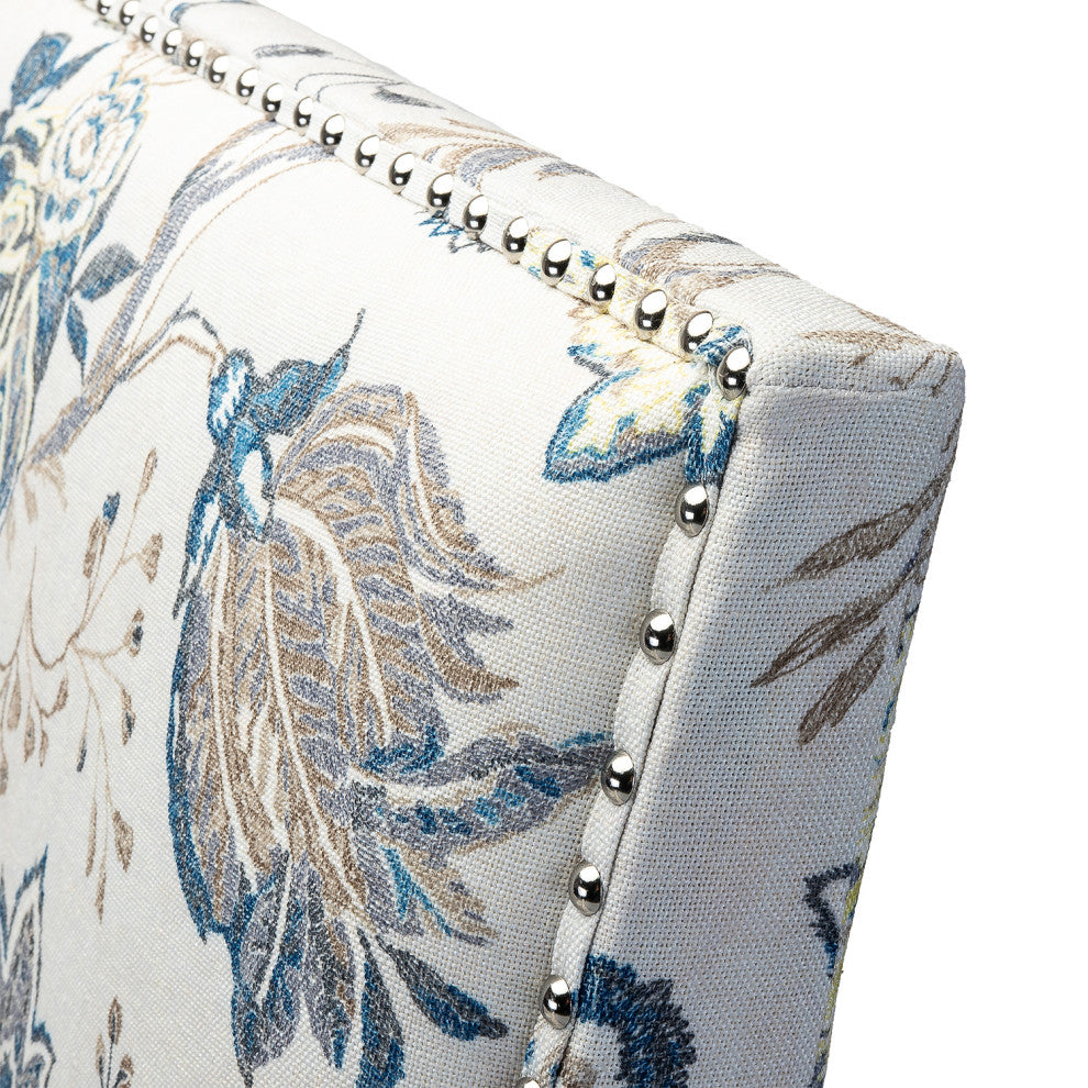 Wooden Upholstery Armchair, Set of 2, Blue