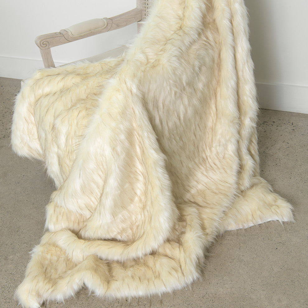 Luxe Faux Fur Throw Blanket, Iced, 52"x84"