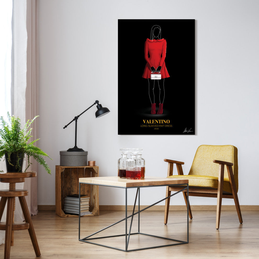 "V Fashion red look" Frameless Free Floating Printed Tempered Glass Wall Art