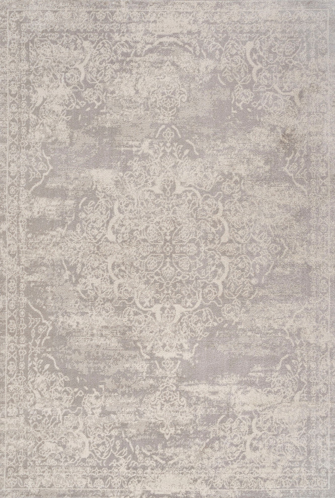 Alhambra Ornate Medallion Modern Runner Rug, Ivory, 8'x10'