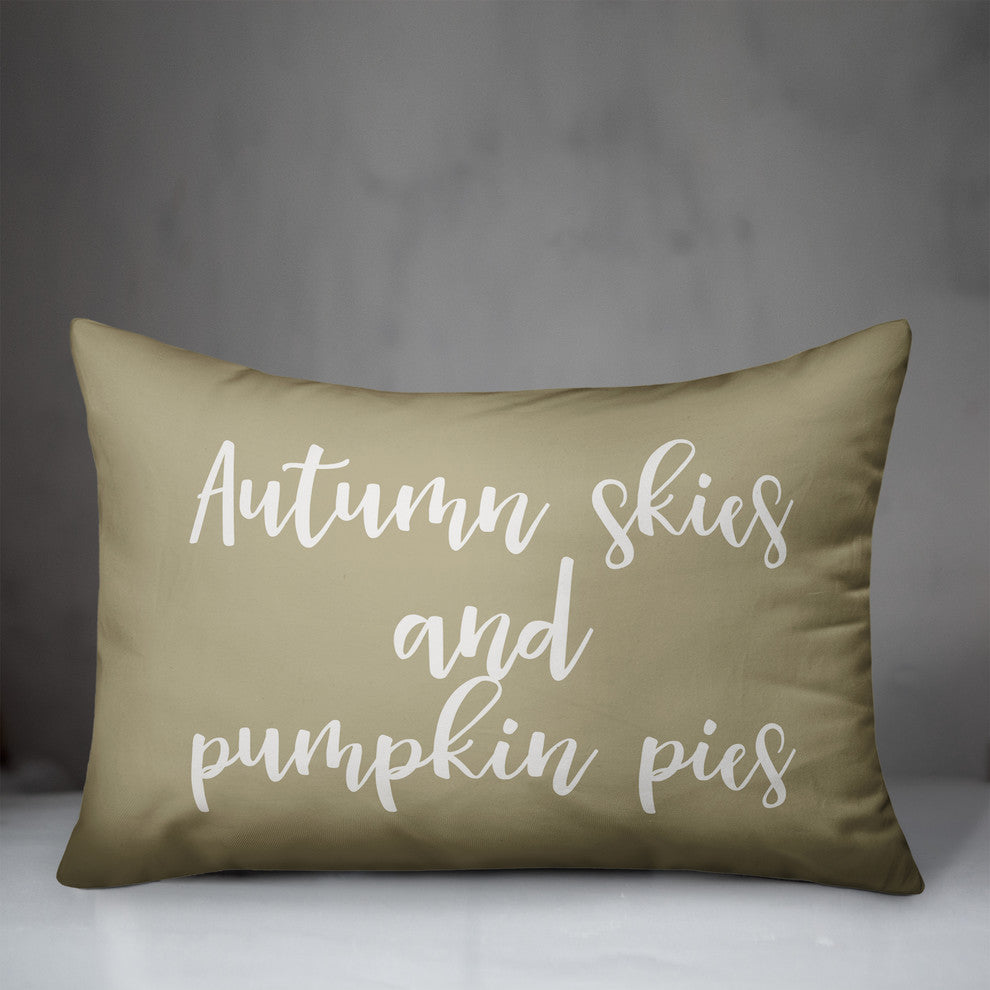 Autumn Skies and Pumpkin Pies Lumbar Pillow, Beige, 14"x20"