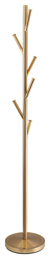Kira Home Addison 68" 6 Hook Free Standing Metal Coat Rack, Weighted Base