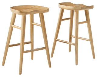 Saville Backless Wood Counter Stools - Set of 2