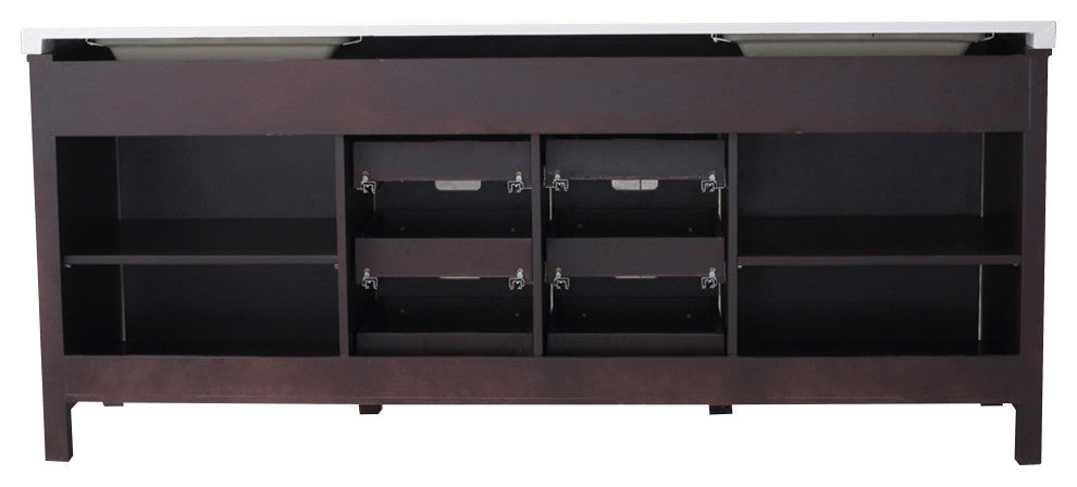 Marsyas 80" Brown Double Vanity Cabinet Quartz Top Sinks, 30" Wall Mirrors