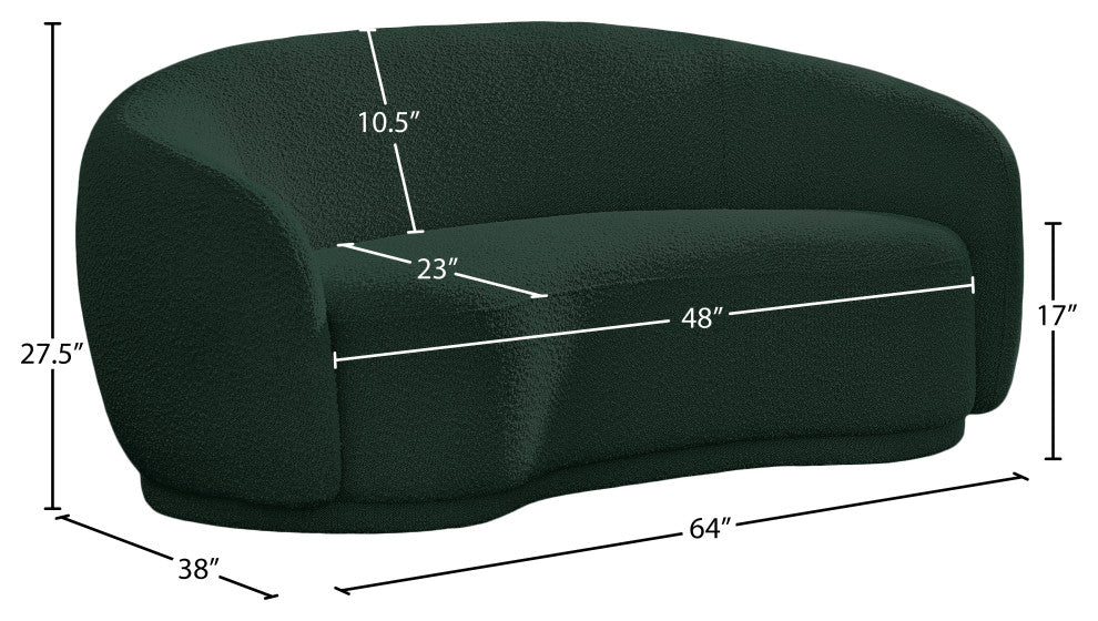 Hyde Boucle Fabric Upholstered, Green, Loveseat