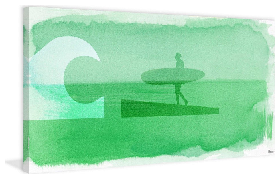 "Cali Surfer" Painting Print on Wrapped Canvas, 60"x30